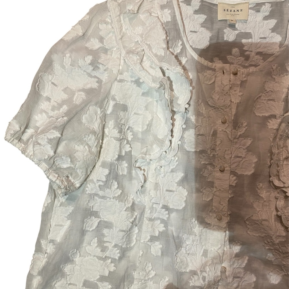 Sezane Jordanna White Floral Lace Blouse - Picture 3 of 7